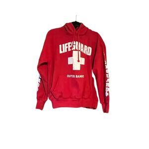 Lifeguard Outer Banks Unisex Pullover Drawstring Hoodie Long Sleeve Red Size L